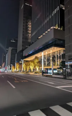 夜の街路の写真（処理前）